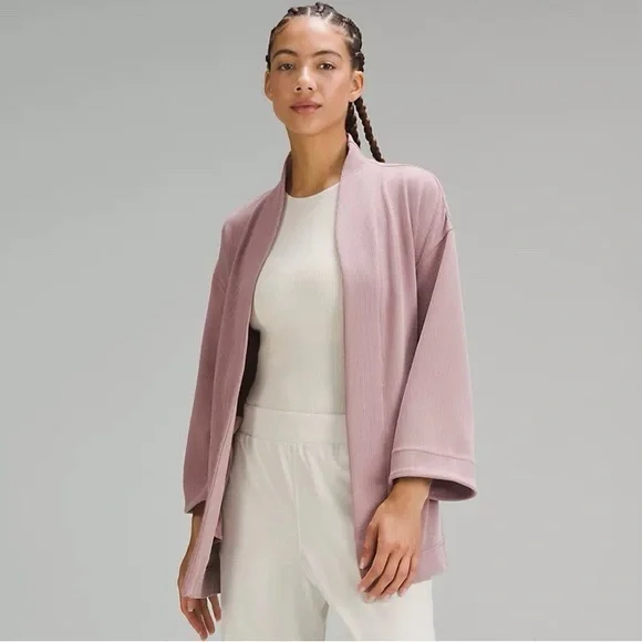 Women's lululemon softstreme kimono open jacket top cardigan pink 12 - Picture 1 of 6